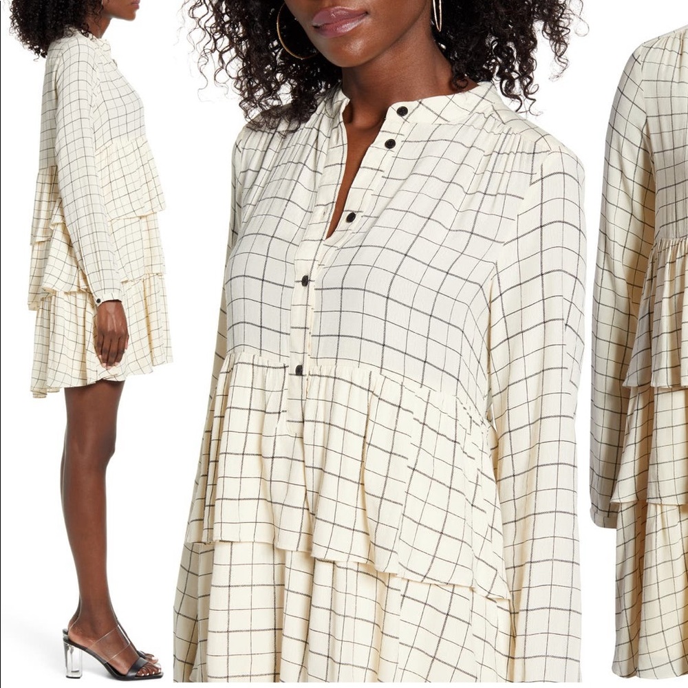 VERO MODA | Mirene Windowpane Check Tiered Babydoll Dress